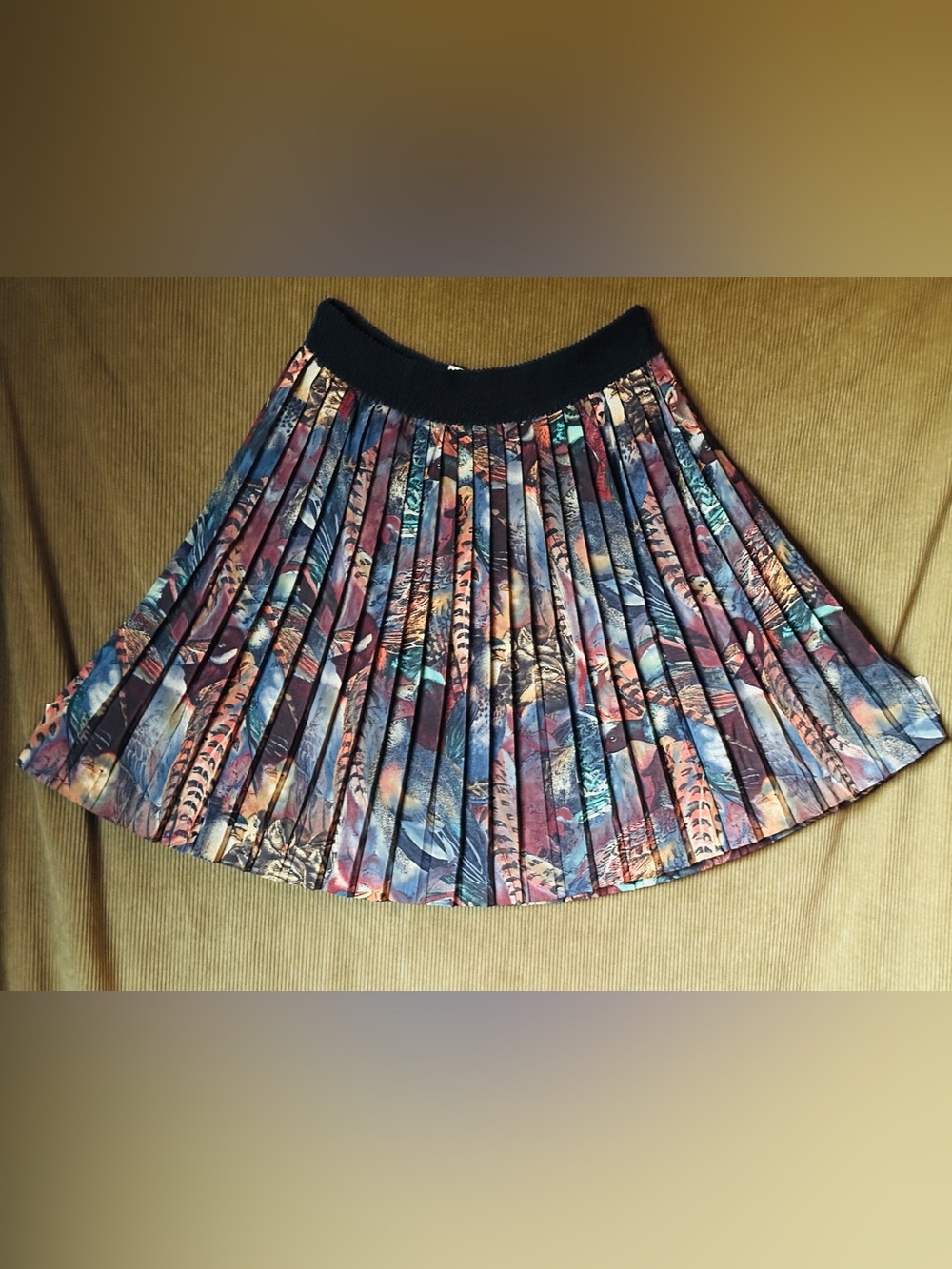 80s French Pleated Printed Skirt - 100% Wool by Debbie Shuchat